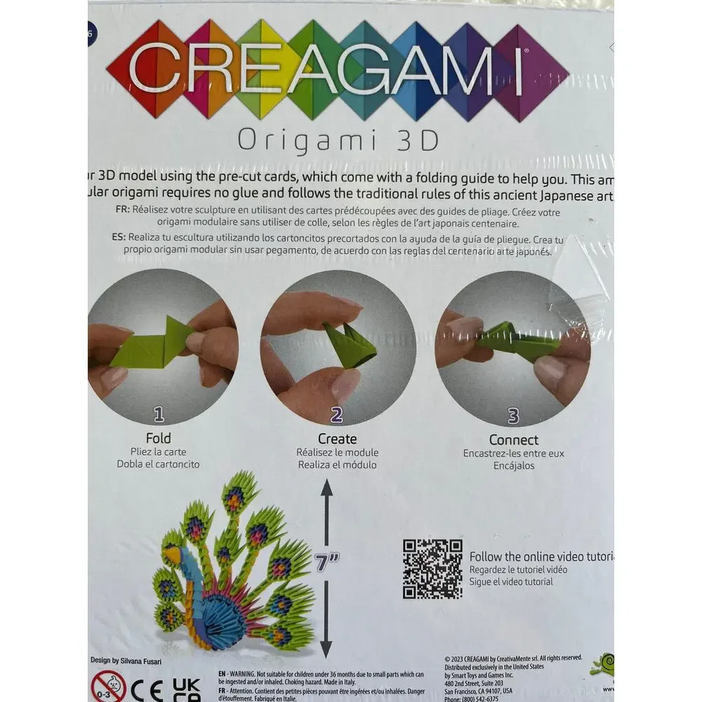 Creagami Origami 3D Paper Sculpture Kit Large Peacock 502 Pieces NEW Arts Crafts